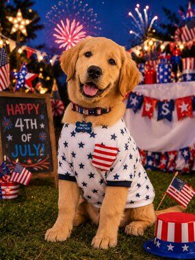 Top Paw All American Dog T-Shirt Medium Stars Stripes Patriotic Pet Apparel